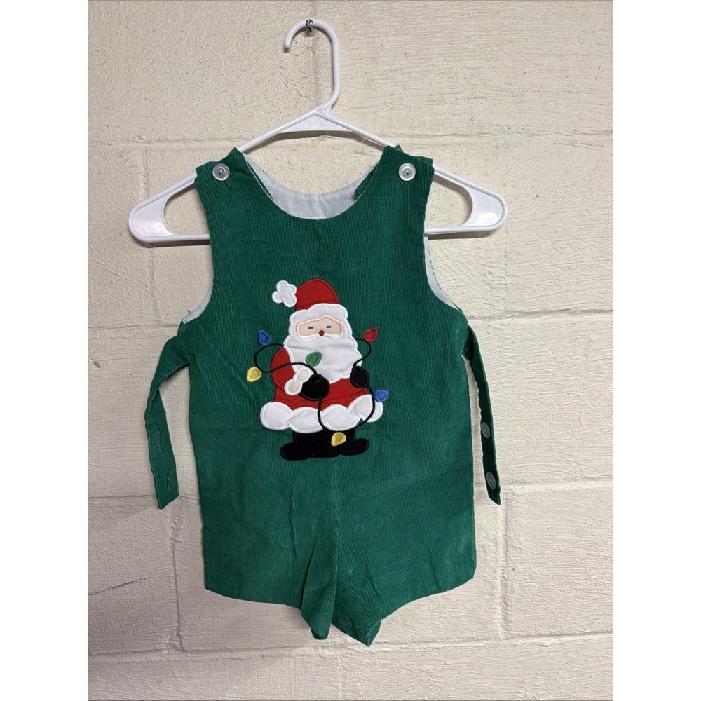 5T Toddler Kelly Kids Santa Christmas Green Corduroy Shortall‎ Outfit